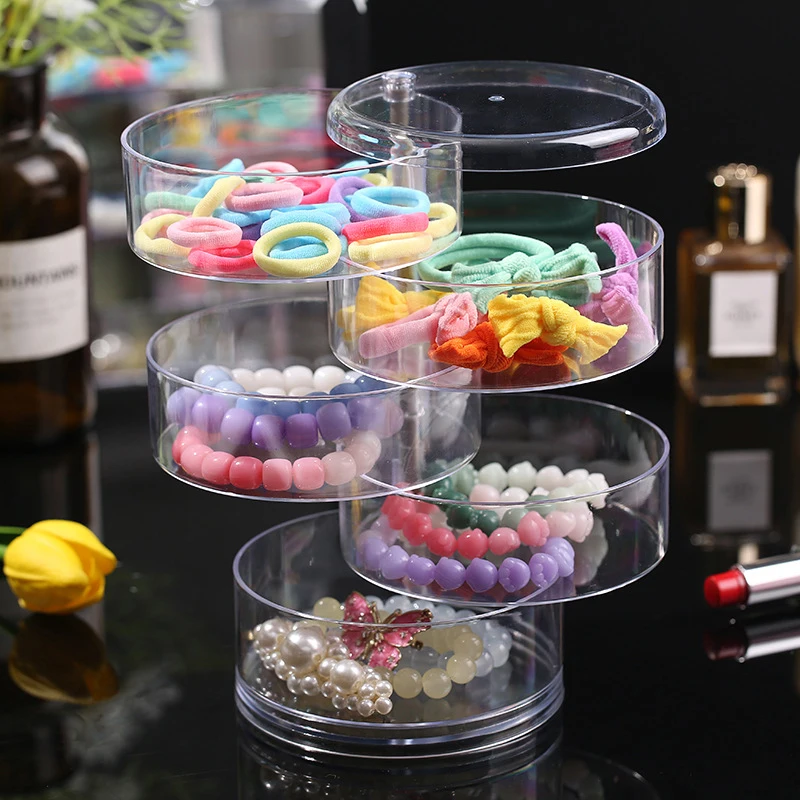 Transparent Rotating Dustproof Jewelry Box Multilayer Bracelet Earring Hairpin Jewelry Display Rack Storage Box Organizer Case