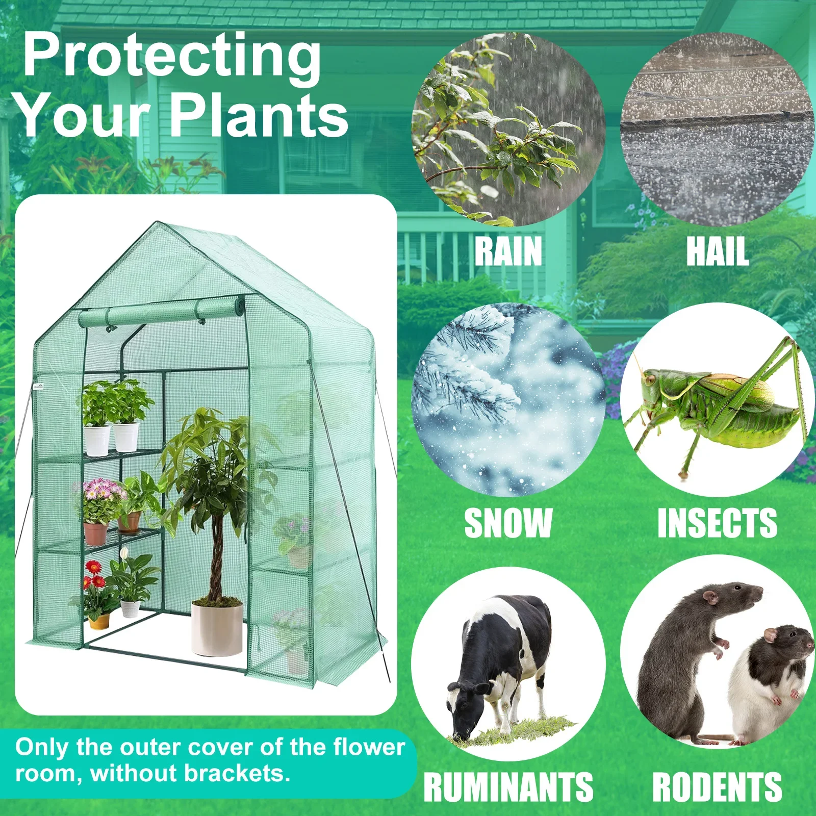 

Garden Greenhouse Cover Planting Tent Outdoor Grow Greenhouse Waterproof Uv-Proof Frost-Proof Plant Greenhouse (Without Bracket)