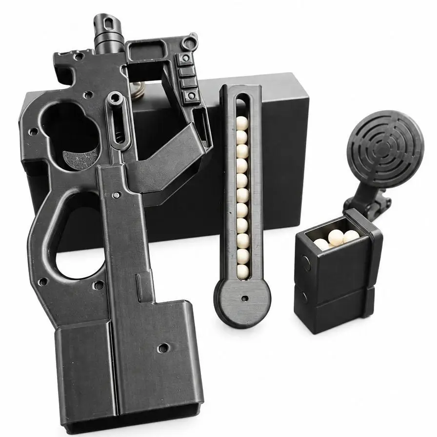 3D Print ABS P90 Shoot Finger Ring 6MM BB GUN MINI Ball Portable Toy Mini Magnetic Magazine SHOOTING TOY Great Gift Boy KEYCHAIN