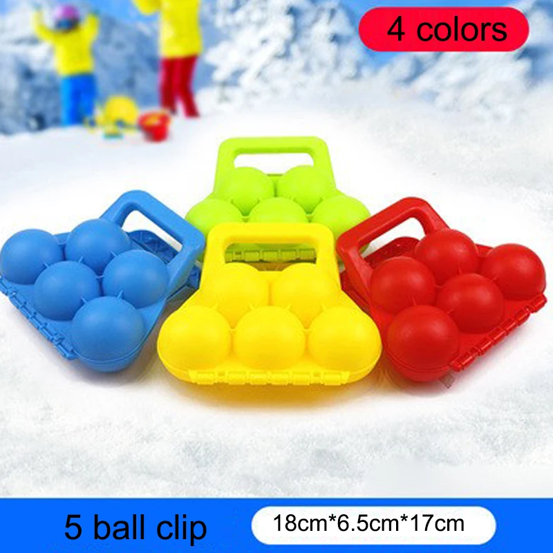 Snow Mold Snowball Maker Snow Toys Winter Snow Mold Tongs 5 Ball Clip Shape Cartoon Snow Sand Clip Mold Kid Snowball Fight