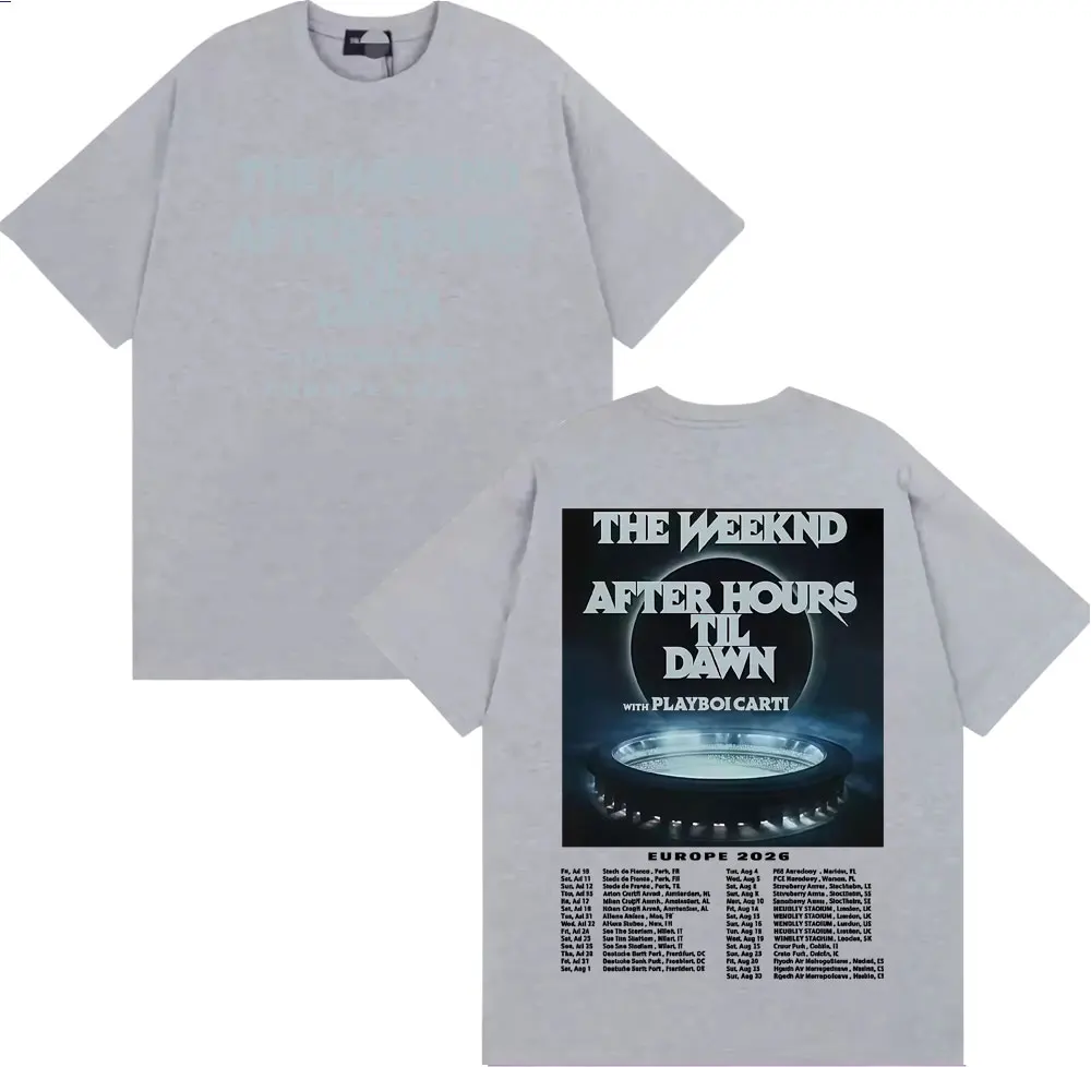 2026 Summer Weeknd After Hours Until Dawn Printed Men's Fashion Hip-hop Short-sleeved T-shirt Retro Casual Short-sleeved T-shirt