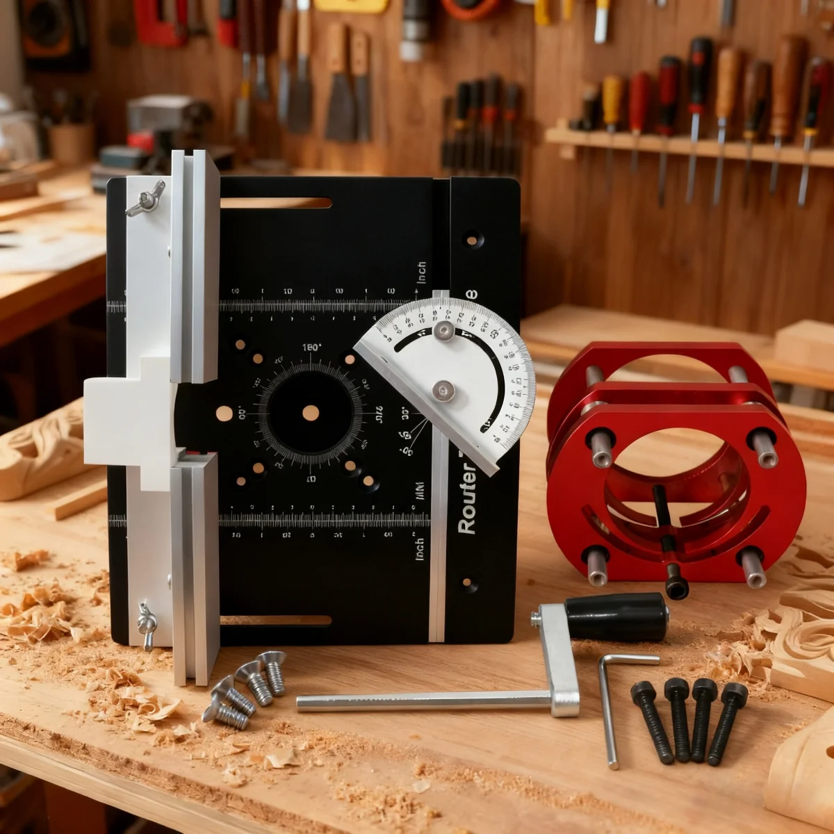 Router Table Insert Plate Set with Router Lifts Woodworking Benchtop Plate for Slotting Trimming Chamfering Workbench Accessory