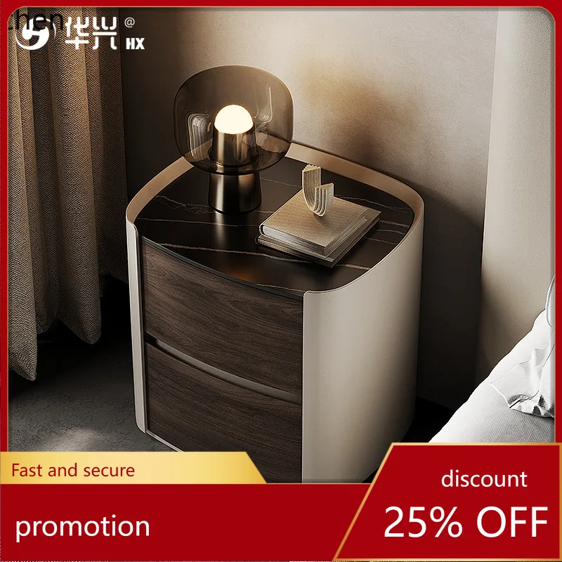 

HT light luxury high-end bedside table simple bedroom minimalist small side few solid wood high-end bedside table