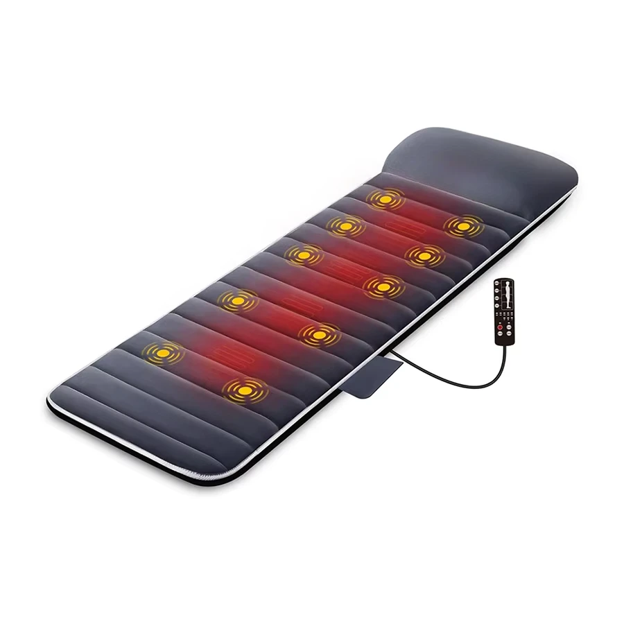 XINDU Memory Foam Full Body Massage Mat with Heat Back with 10 Vibration Motors 6 Heating Pads Massage Chair for Neck Waist Legs