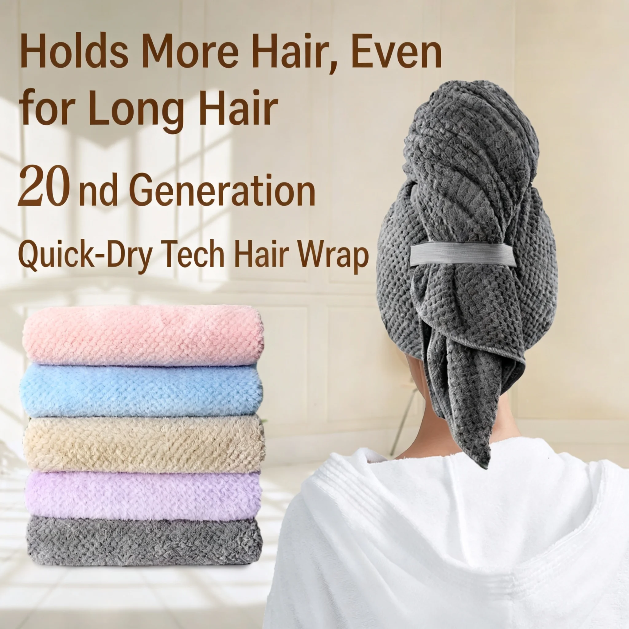 2 Pieces per pack Women's Thickened Coral Fleece Hair-Drying Cap Super Absorbent Quick-Drying Shower Cap for Beauty Salons