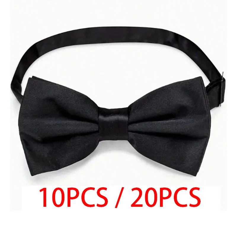 10Pcs/20Pcs Men's Pure Black Disposable Double Layer Adjustable Necktie Bow Tie for Wedding Banquet Wedding Party Holiday Performance Catering Hotel Professional Formal Wear Bow Tie