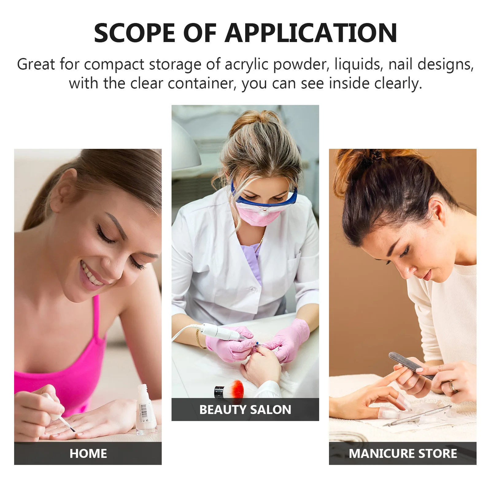 Contenitore di stoccaggio trasparente per bottiglia con pompa pressata da 2 pezzi per accessori per nail art Organizzatore di liquidi in polvere acrilica riutilizzabile