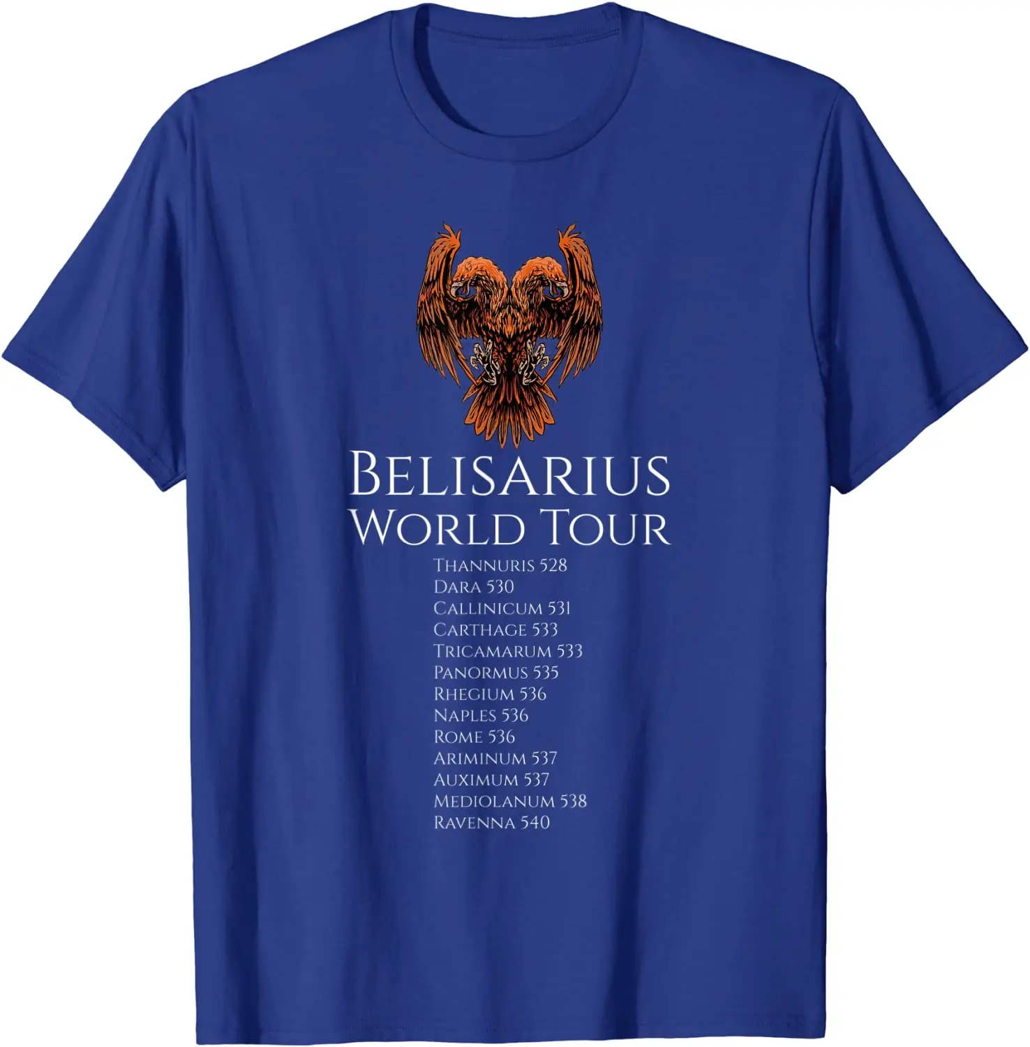 Belisarius World Tour. Medieval Roman Byzantine History T Shirt. High Quality Cotton, Breathable Top, Loose Casual T Shirt S-3XL