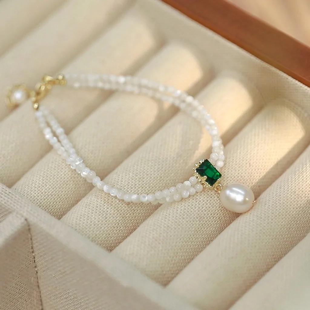 100% Natürliche Süßwasserperle, glänzender grüner Kristall, 14K Gold gefüllte kurze Halskette für Damen, Schmuck, Geschenk zum Geburtstag für Frauen – Detail 8