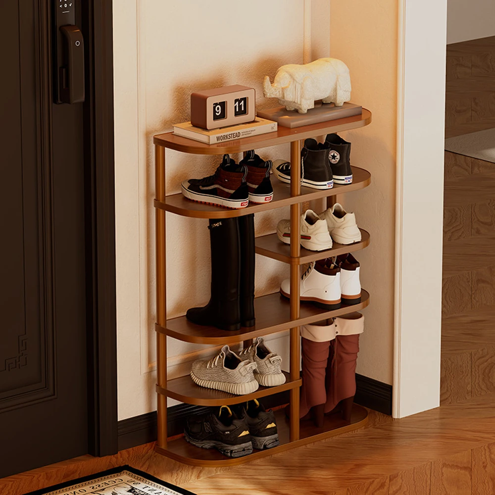 Scarpiera in legno a 6 livelli con scomparto per stivali, da assemblare, ideale per l’ingresso, per riporre le scarpe, modello autoportante, adatta per scarpe da ginnastica, stivali alti, spazi