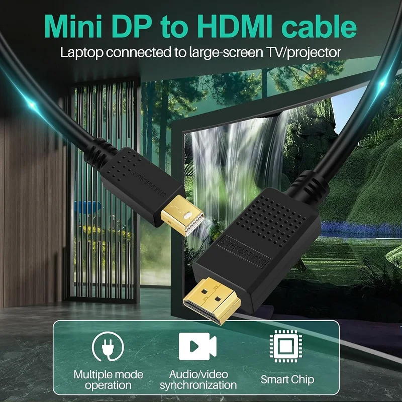 Shuliancable mini port wyświetlacza do kabla HDMI 4K, kabel mini DP (Thunderbolt) do HDMI, odpowiedni do monitorów i projektorów