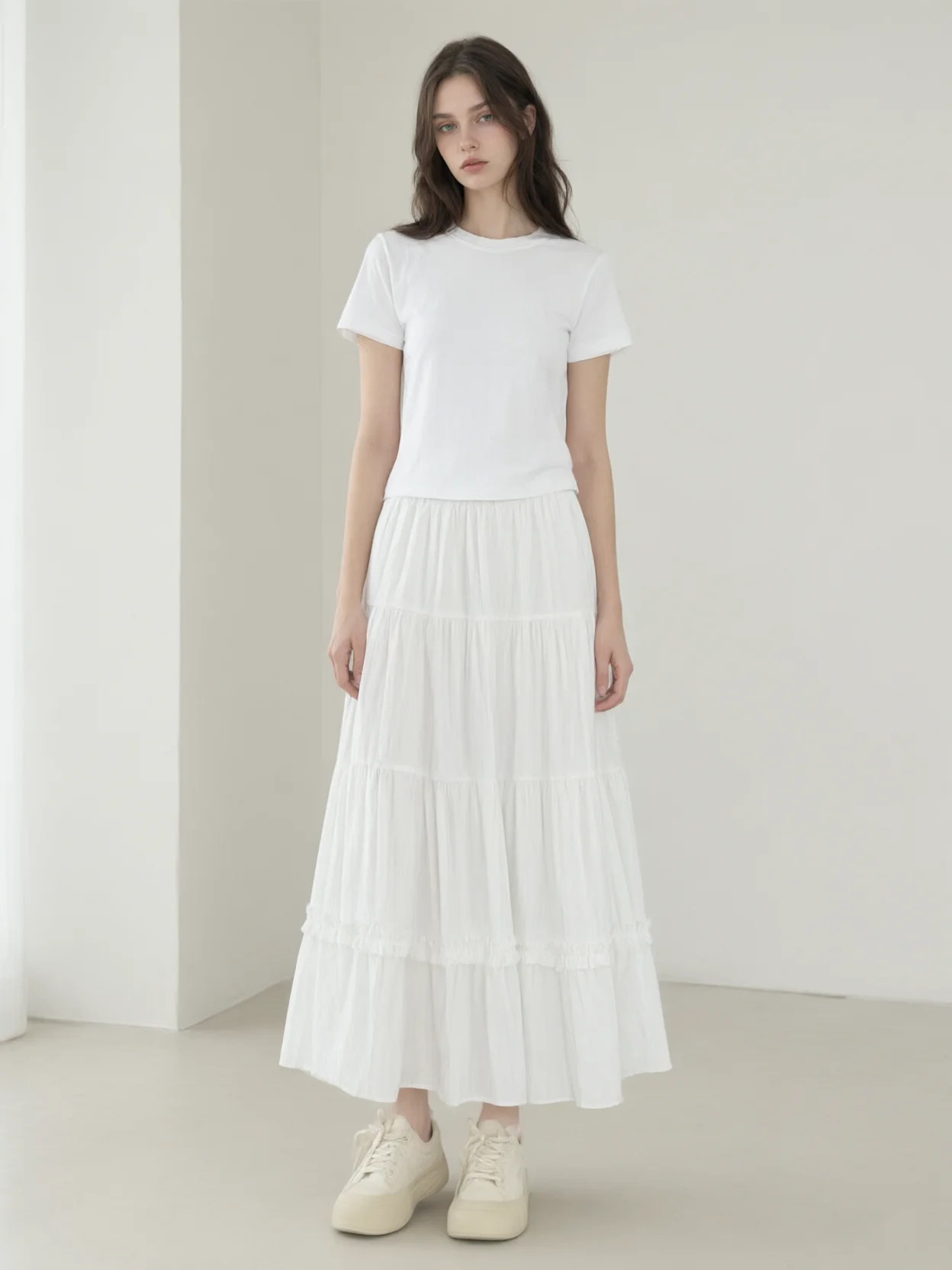 High Waist Black Womens Pleated Tiered Skirt Office Lady Elegant Long Skirt Professional Wear Midi Skirt Business Casual Fashion