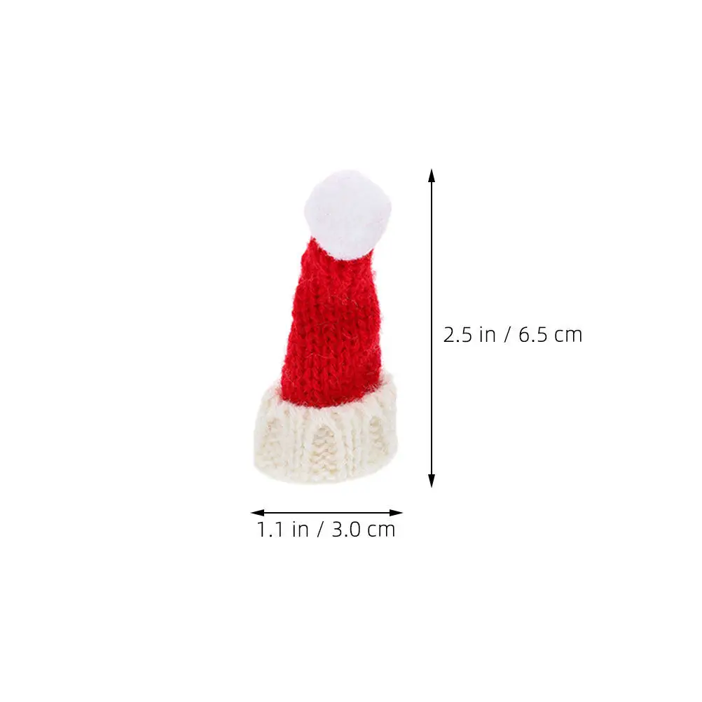 20pcs Mini Knitted Santa Hats, Soft Yarn Holiday Decorations, Small Pointed Christmas Ornaments for Trees & Crafts