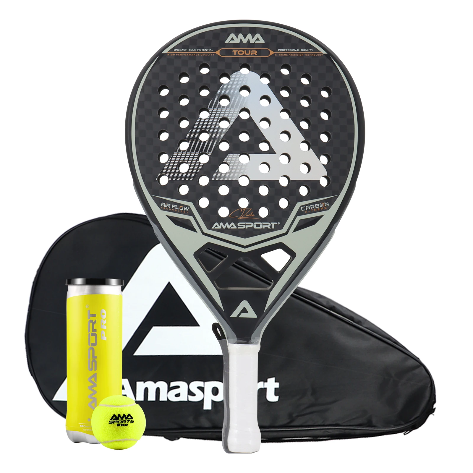 

AMASPORT 12K Padel Racquet Mid Balance Original Shape With Padel Bag for Racket Suitable For Beginner To Advanced Players