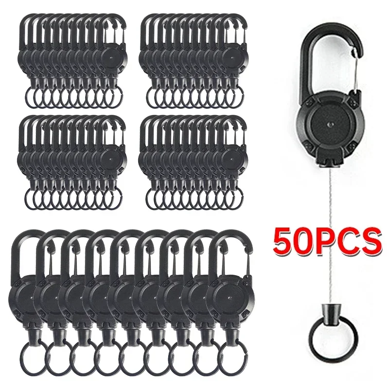 1-100 pces ao ar livre anti-perda fivelas telescópicas resistente retrátil correntes de bloqueio chaveiros multi-funcional mochila gancho ferramentas