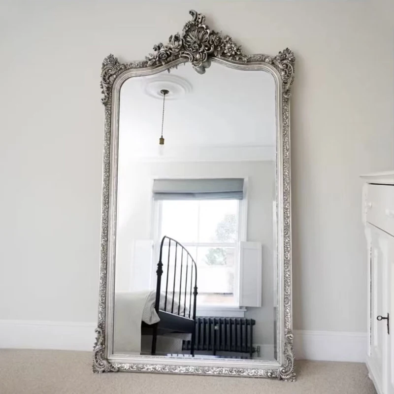 Full Body Gold Luxury Espejos De Piso Room Decoration Vintage Living Room Mirrors Full Body Floor Nordic Princess Design Mirrors view 3