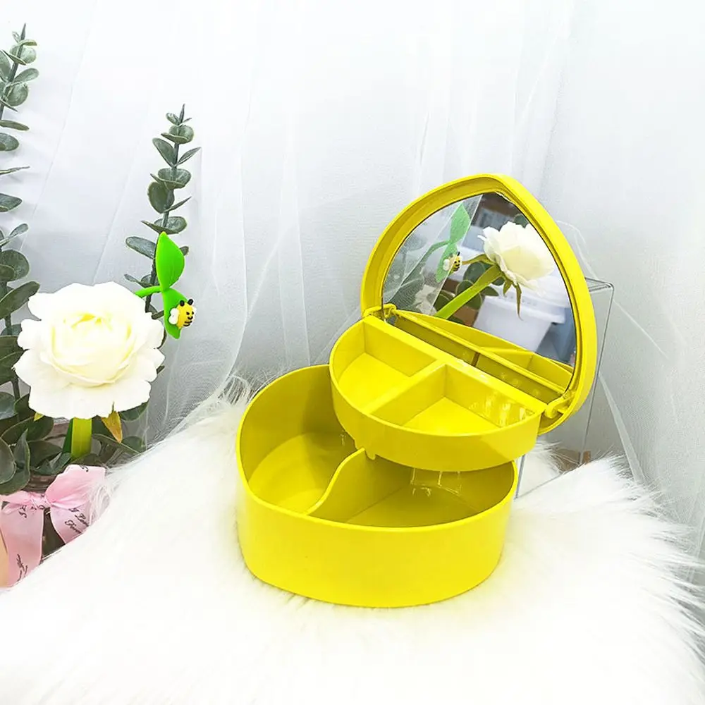 Love Heart Girls Heart Shape Sundries Container Heart-shaped Jewelry  Box Desktop Cosmetic Organizer Girls Makeup Storage Box