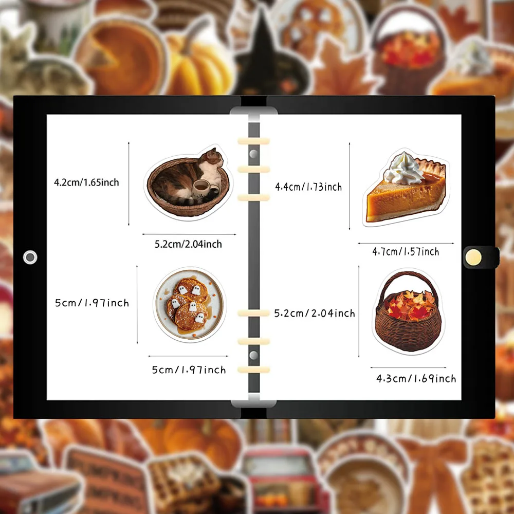 53枚のクリエイティブな秋のインスタイルステッカー、文房具、コンピューター、冷蔵庫、電話ケース、美的で個性的なステッカー