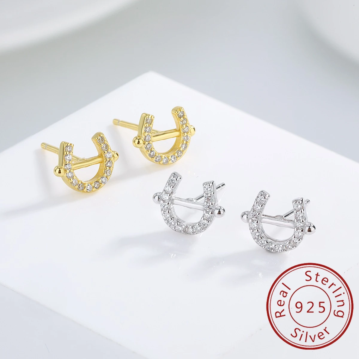 Personalisierte Zirkon-Ohrringe aus 925er-Sterlingsilber in Hufeisenform für Damen, originelle Vintage-Ohrringe, Hochzeit, trendiger edler Schmuck