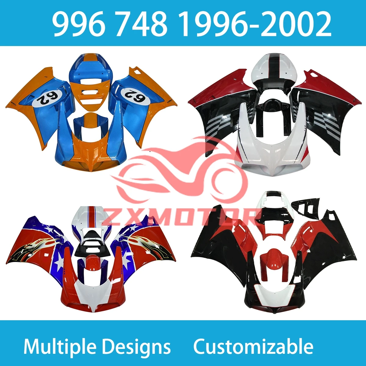 For DUCATI 996 1996 1997 1998 1999 2000 2001 2002 Rebuilding Fairing Kit 748 96-02 Motorcycle ABS Fairings ZXMT