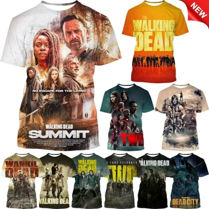 

Walking Dead 3D Printed T-shirt Horror Undead Round Neck Short sleeve Living Dead Zombie Men's and Women's Fashion Casual Tops