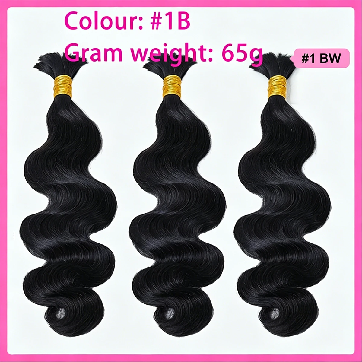 24 Inch Body Wave Braiding Hair 65g One Bundle/Pack Body Wave Bulk Human Hair for Braiding Unprocessed 15A Brazilian Human Hair Braiding Hair Extensions for Boho Braids Natural Black Daily Use S3af419a0a5d24e0c8f64a2f8d8953d2dG