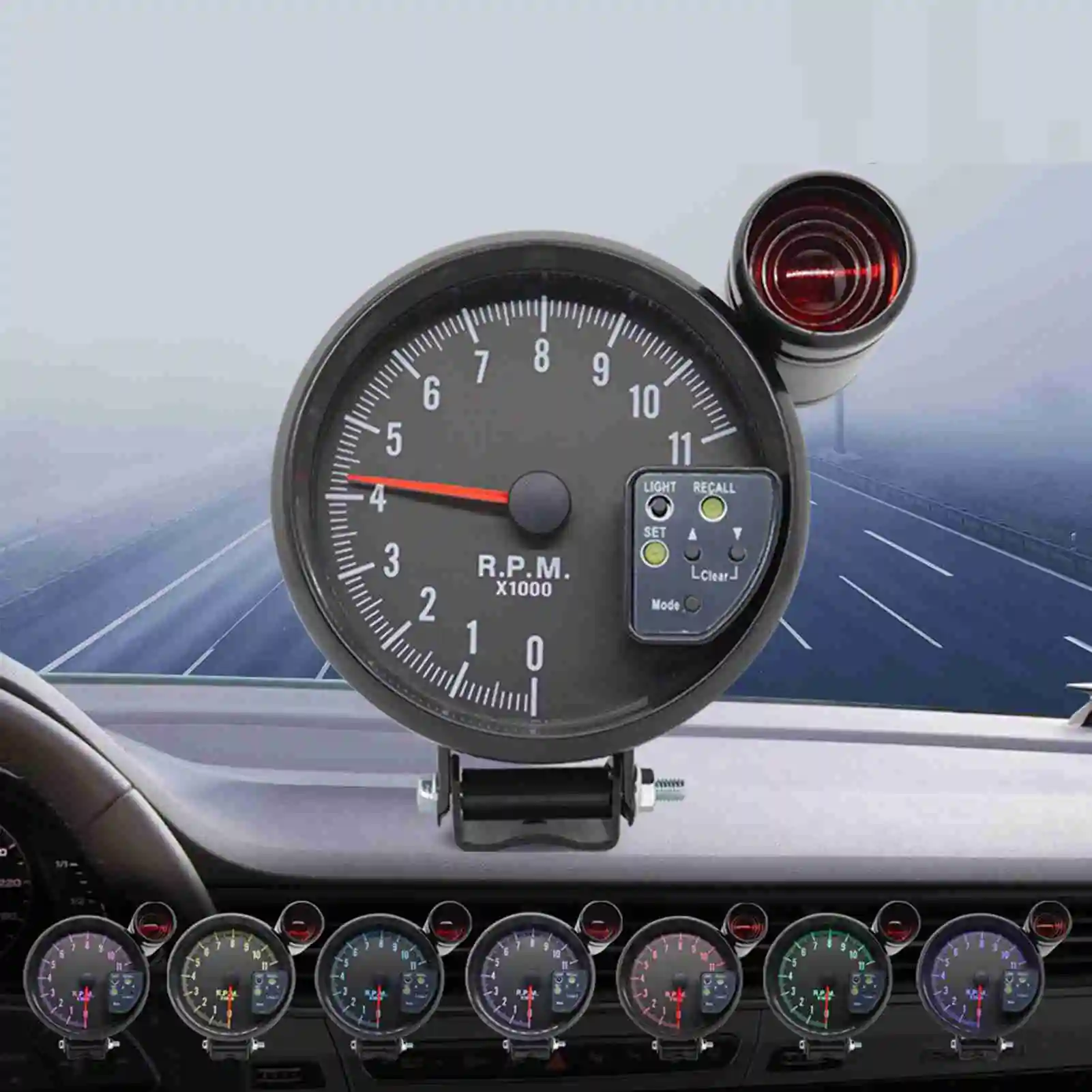 

5Inch Car Tachometer RPM Gauge with Shift Light 0-11,000 RPM DC12V LED Flash Auto Meter For 4/6/8 cylinders petrol engine