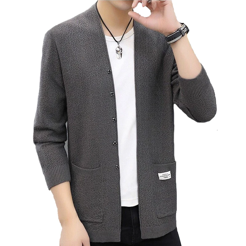 Men's Sweater Men Cardigan Coat Fashion Slim Fit Korea Handsome Sweater