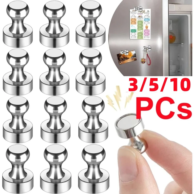 3/5/10pcs Magentic Pushpins Magnet Fridge Push Pin Sticker Whiteboard Map Magnet Push Pin Home Office Supplies