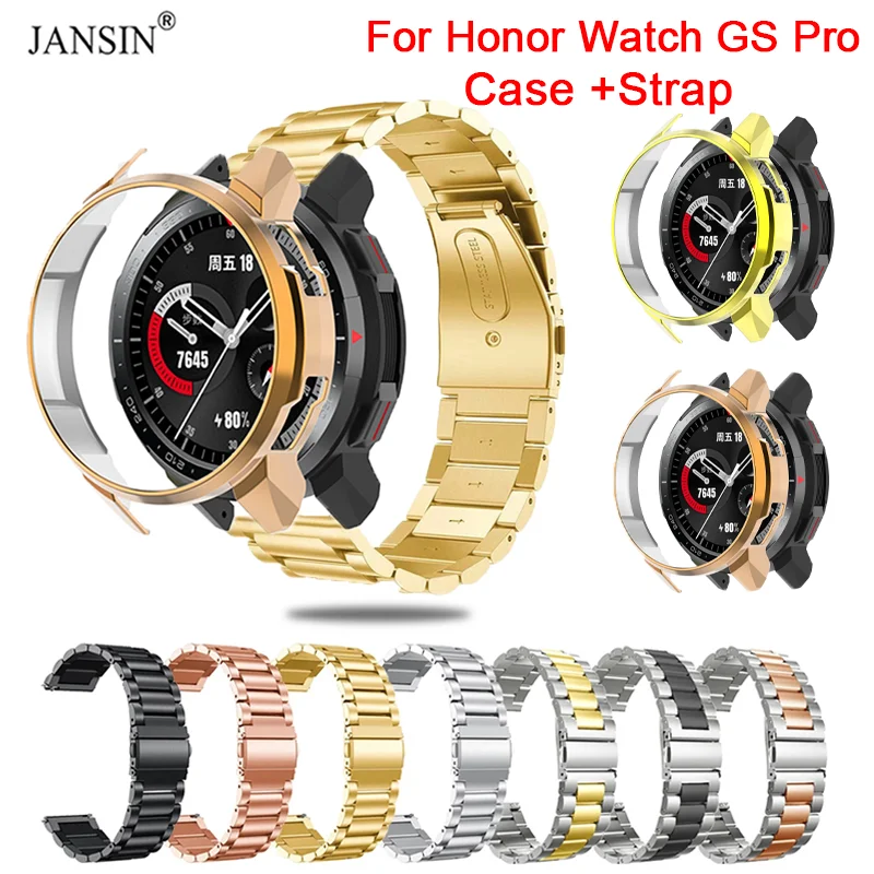 PC Case+Strap For Honor Watch GS Pro Watchband Stainless Steel Band Bracelet Belt For Huawei Honor Watch GS Pro Protective Cover