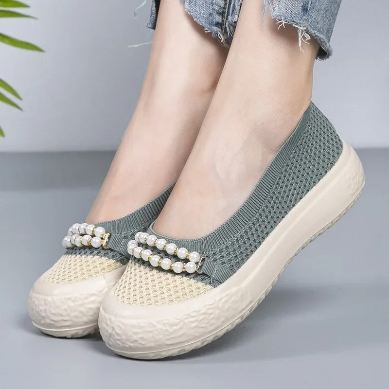 2024 heißer Verkauf Damen Schuhe Slip-on frauen Wohnungen Mode String Bead Casual Flache Schuhe Neue Farbe Passenden flache Low Heels Zapatos