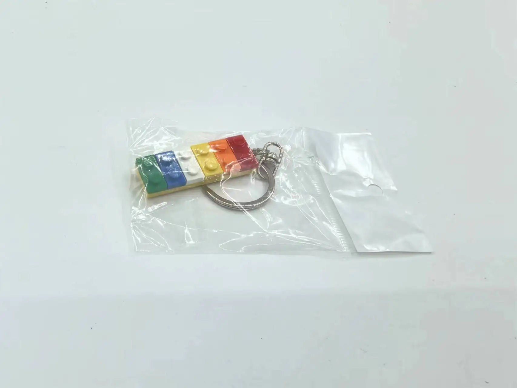 MOC Rainbow Colours DIY Keychain Compatible with legoed Buckle Key Ring Building Blocks Trinket Pendant Kids Toys Gifts