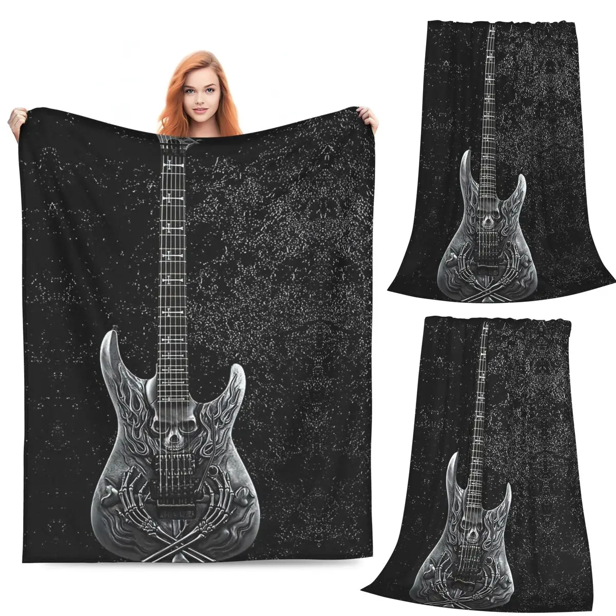 

Electric Guitar 3D Classical Guitar Blanket Fleece Sofa Throw Blanket Multi-function for Bedroom Office Throws Bedspread Quilt