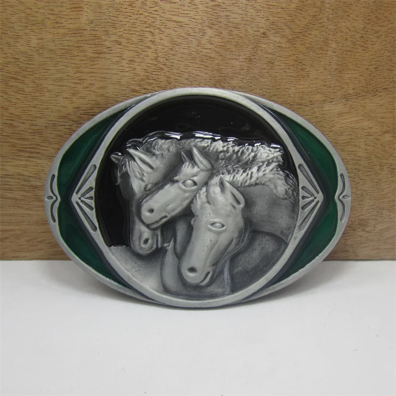 Três cavalo cabeça cinto fivelas, estilo ocidental