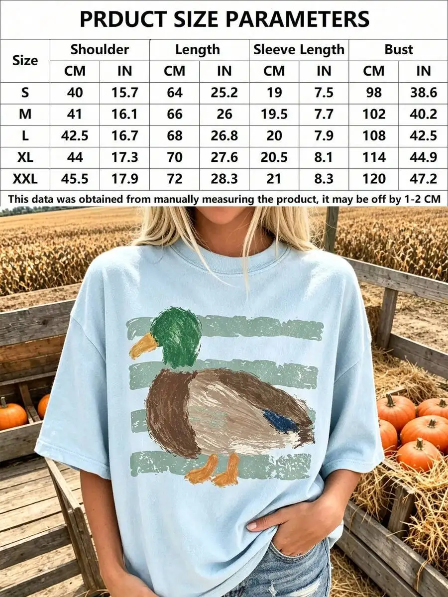 Women's Vintage Graphic Tee Vintage Oil Painting Mallard Duck Print Aesthetic Countryside Short Sleeve Casual Top For Summer Vacation Outdoors Lover Gift For Her