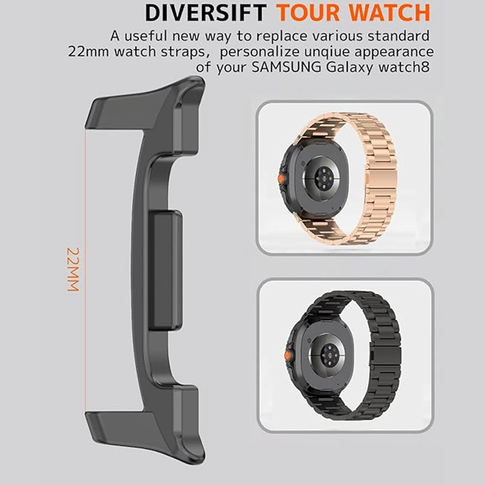 موصلات معدنية لساعة سامسونج جالاكسي 8/8 كلاسيكية 46 مللي متر 44 مللي متر 40 مللي متر ملحقات الفولاذ المقاوم للصدأ جالاكسي watch8 الفرقة 22 مللي متر محول