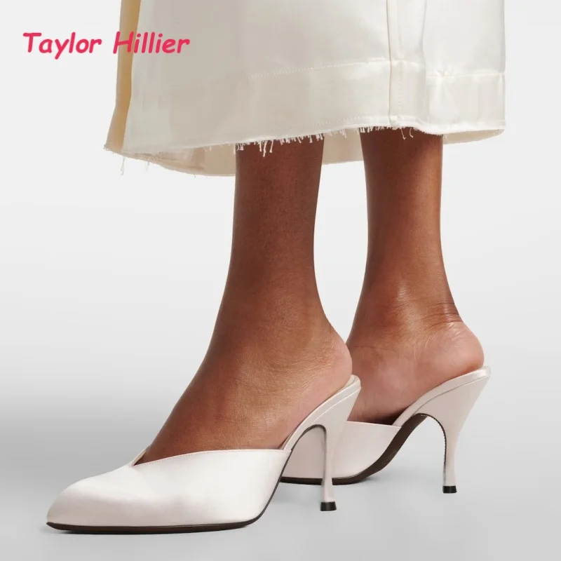 

Pointed Toe Satin Women's Stiletto Mule Sandals Slip On Fashion Sleek Minimalist Club Vacation Summer Formal Office Shoes