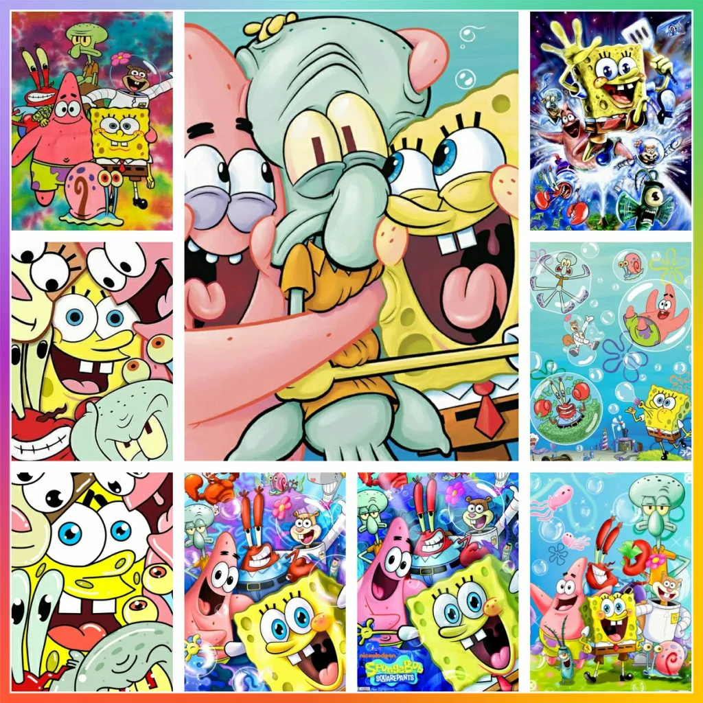 

SpongeBob Water SquarePants Mosaic Embroidery Diamond Painting Cross Stitch Home Decor Offers 5D DIY Crafts Children Gift Kids