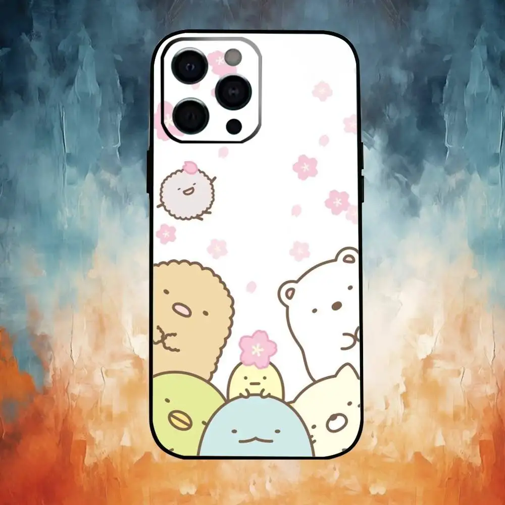 Чехол для телефона S-Sumikko Anime G-Gurashi для iPhone17,16,15,14,13,12,11 Plus, Pro Max, мягкий черный чехол