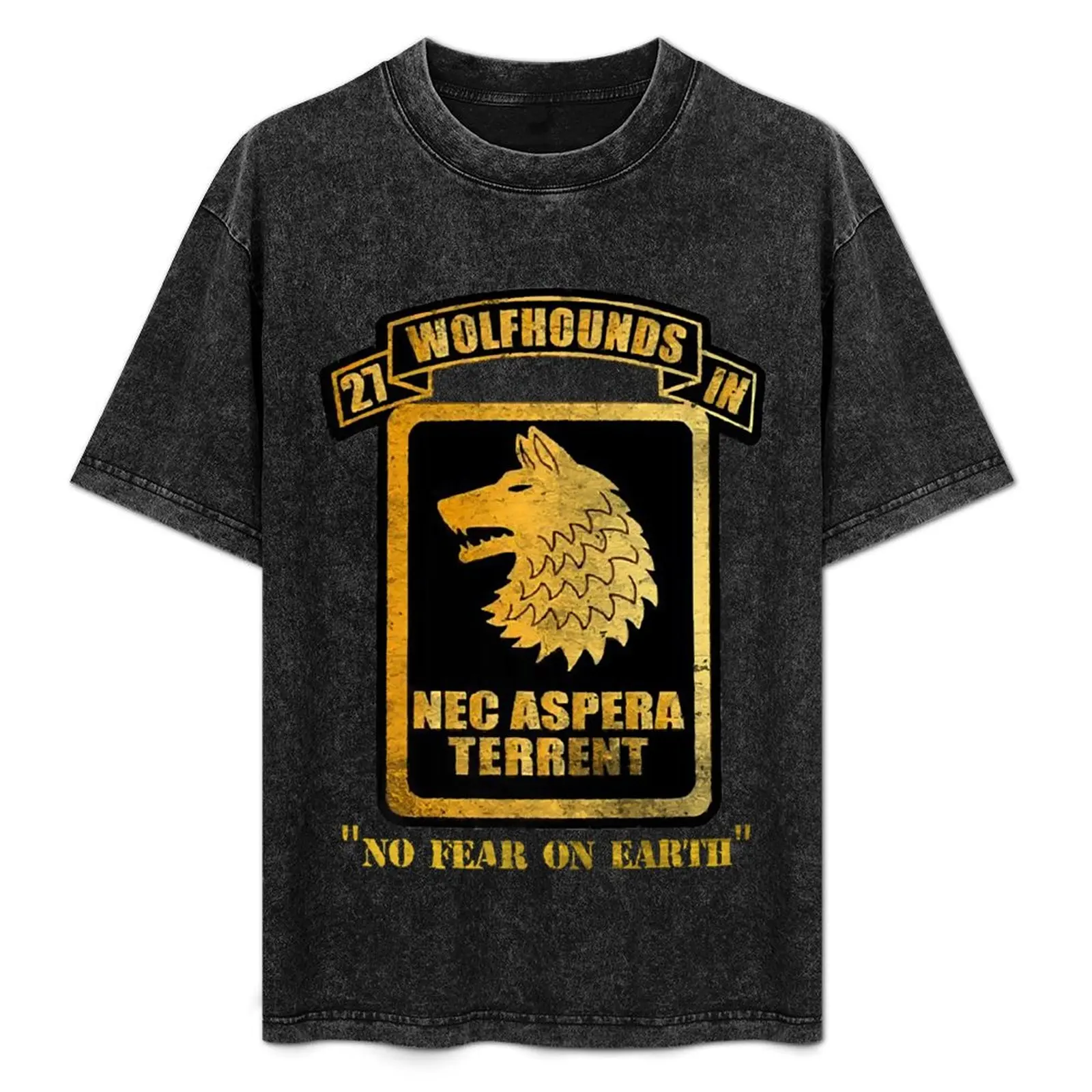 Camiseta del 27º Regimiento de Infantería Wolfhounds Nec Aspera Terrent, camiseta básica de manga corta para uso diario
