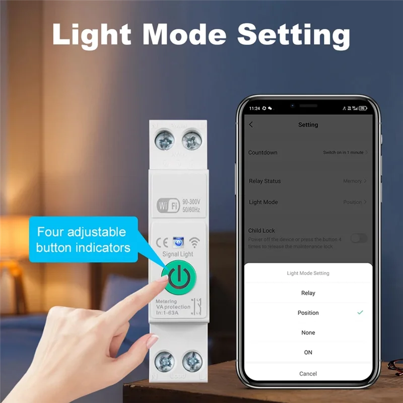VOLL-Tuya Wifi Smart Circuit Breaker 1P + N 63A Din-schiene Schalter Mit Strom Statistiken Fernbedienung sprach Steuerung Für Alexa Hause