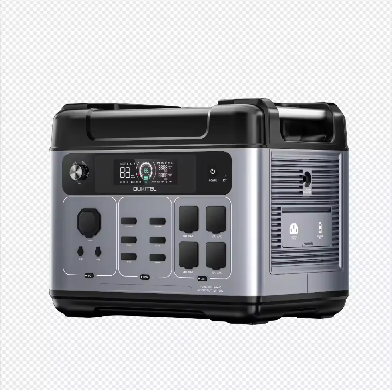 

【Hot】2400W Portable Solar Generator Home Backup Power Station 2048Wh Flashlight Remote Control Cigar LED Pure Sine Wave EU/US St