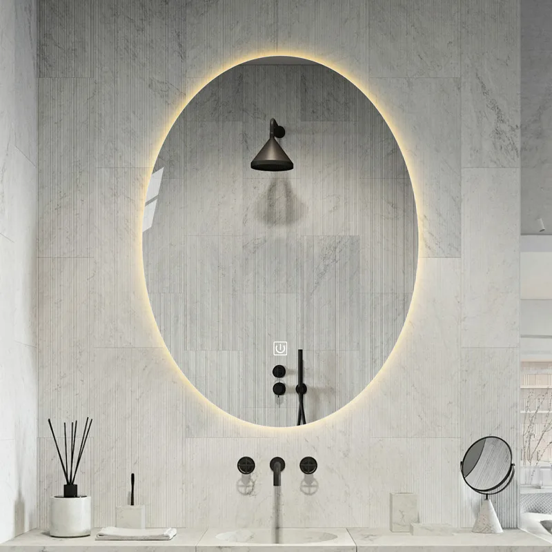 

Internet celebrity vanity vanity mirror, oval with light, anti-fog bathroom touch bathroom mirror screen