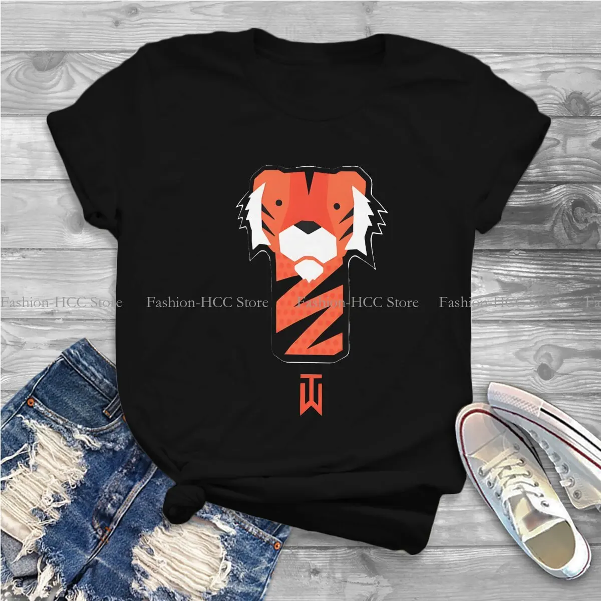 Woods Frank Newest Polyester TShirts Tiger Momen Graphic Streetwear T Shirt Round Neck