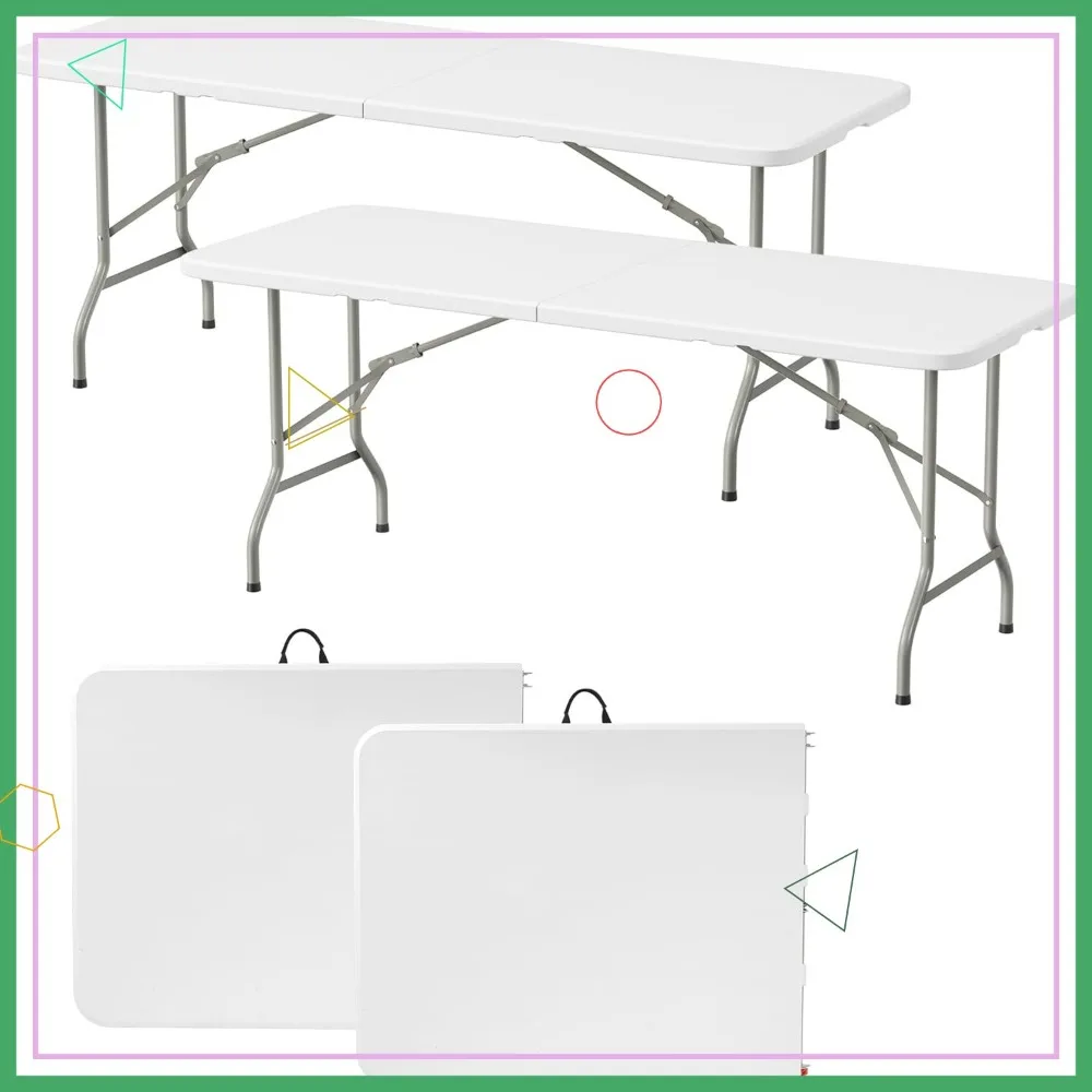 

Сверхмощный складной стол длиной 6 футов для кемпинга, пикника, вечеринки — универсальный стол для использования в помещении и на открытом воздухе со складным дизайном