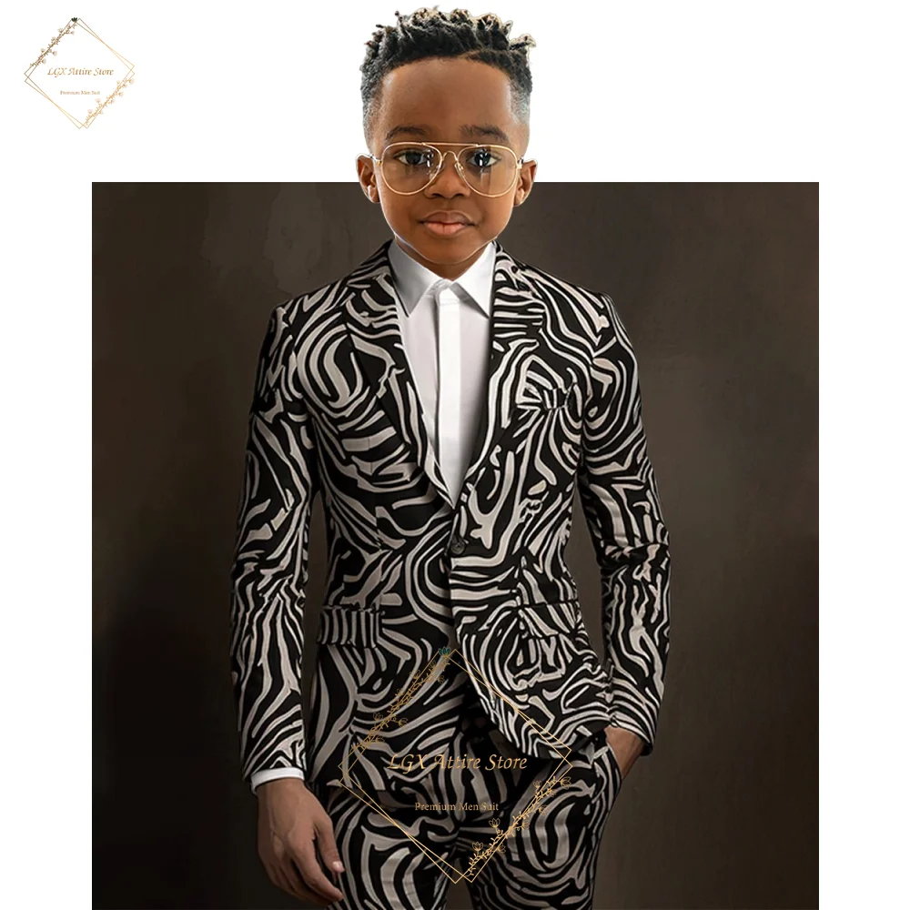 Boys fashion pattern dress 2 piece suit, custom made event dinner cocktail party special occasion formal suit tuxedo