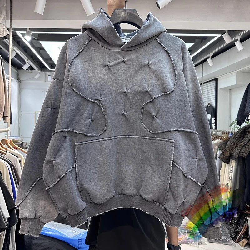 

Kanye Patchwork Gradient Washed Hoodie Men Women Heavy Fabric Hooded Oversize Pullovers