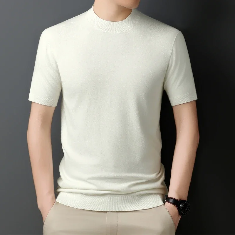 

Шерстяная всесезонная универсальная базовая массовая футболка Модная приталенная футболка с короткими рукавами