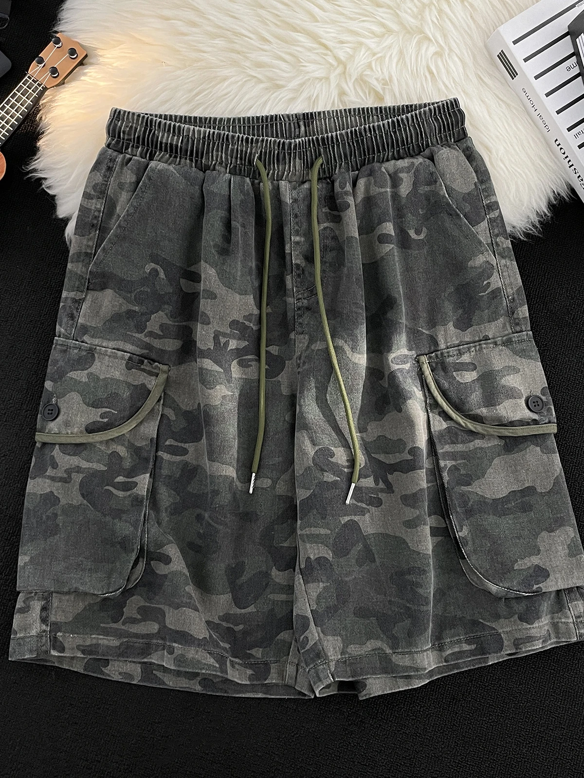 

Повседневные камуфляжные рабочие шорты для мужчин: летние, модные, свободного кроя, джинсовые, прямые, со средней/низкой посадкой