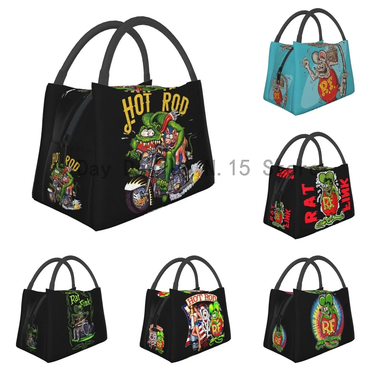 

Ratfink Ride Insulated Lunch Bags for School Office Rat Fink Waterproof Thermal Cooler Bento Box Women lunchbag